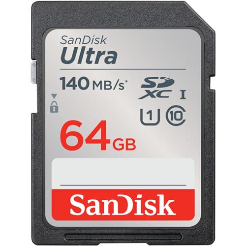 CARTE MÉMOIRE SD 64GB SANDISK ULTRA MOD.GN6IN (140MB/S)