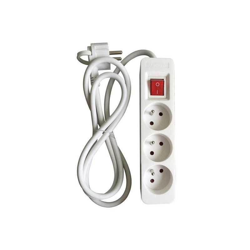 BLOC MULTIPRISE INGELEC 3 PRISES AVEC INTERRUPTEUR