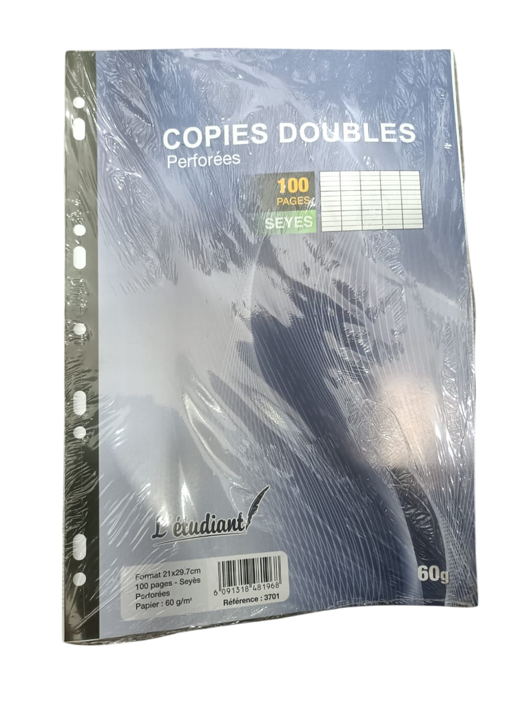COPIE DOUBLE ETUDIANT A4 PERFORÉE 100P BLANC