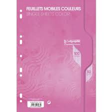 FEUILLE MOBILE CALLIGRAPHE ROSE A4 100P 80G 7963C