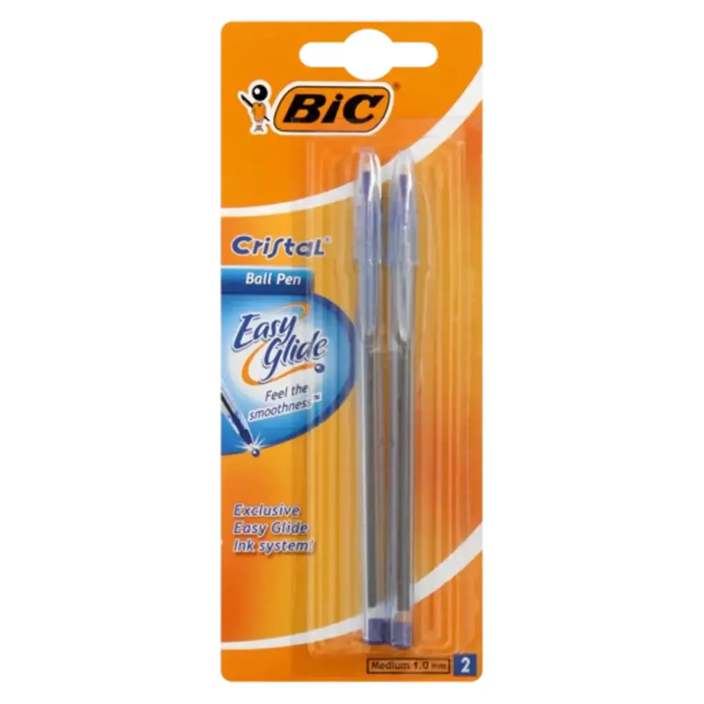 STYLO BIC CRISTAL EASY GLIDE BLISTER DE 2 BLEU-NOIR