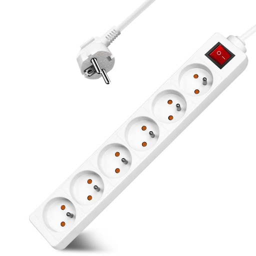 [STO:BLOC-00727] BLOC MULTIPRISE INGELEC 6 PRISES AVEC INTERRUPTEUR 1M 1566/1