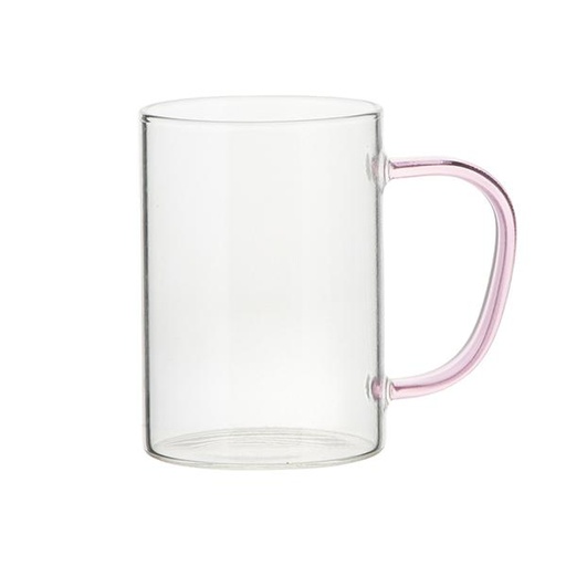 [STO:BS 1-00988] BS 12OZ GLASS MUG COLOR HANDLE CLEAR BN34CL