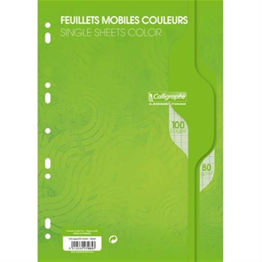 [STO:FEUI-04440] FEUILLE MOBILE CALLIGRAPHE VERT A4 100P 80G 7965C