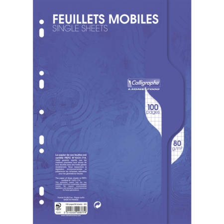 [STO:FEUI-04425] FEUILLE MOBILE A4 BLANC 5X5 100P CALLIGRAPHE 2377C 80G