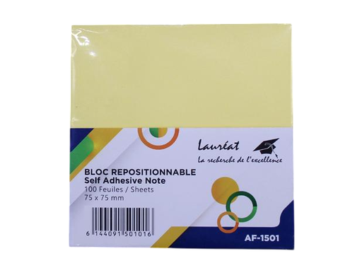 [STO:POST-07660] POST IT 75*75 LAUREAT JAUNE